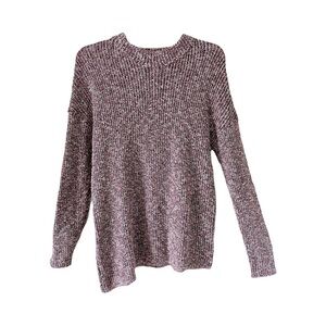 Nic+Zoe | Gray Pink Oversized Mock Neck Long Sleeve Cotton Blend Sweater, XS